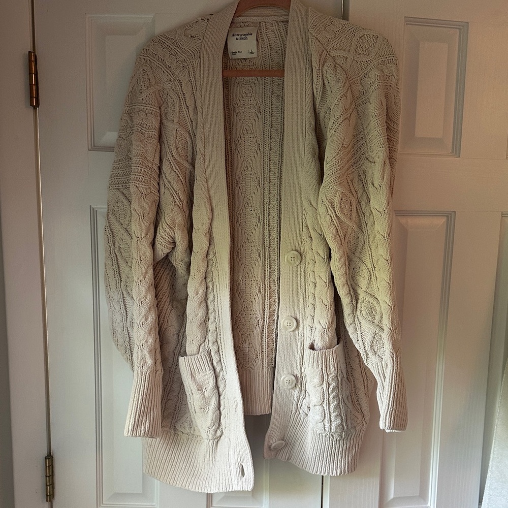 Abercrombie & Fitch Beige Cable Knit Cardigan